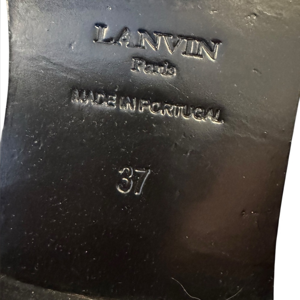 Lanvin Black and Gold Fur Slide Sandals - Picture 10 of 10